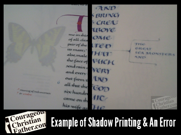 Example of Shadow Printing & An Error