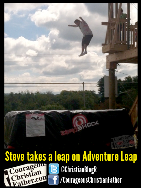 Steve takes a leap on Adventure Leap at Adventure Ranch