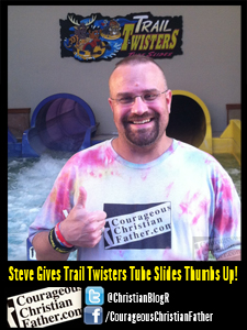 Steve Gives Trail Twisters Tube Slides Thumbs Up! - Steve Floating down from Trail Twisters Tube Slides - The Wilderness at the Smokies