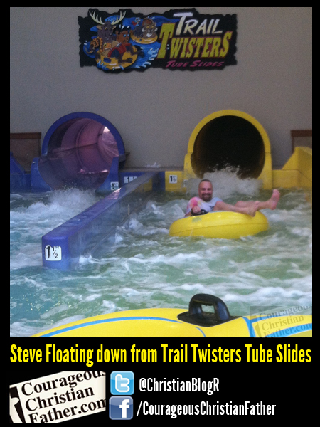 Steve Floating down from Trail Twisters Tube Slides - The Wilderness at the Smokies