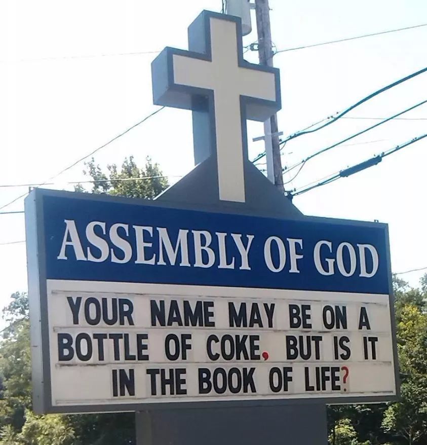 Name on Coke Church Sign