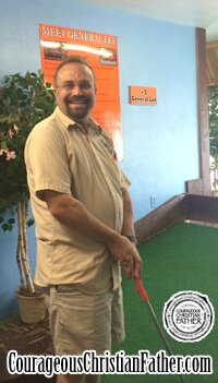 Steve at Cooter's Playing Mini-Golf at the General Lee Hole