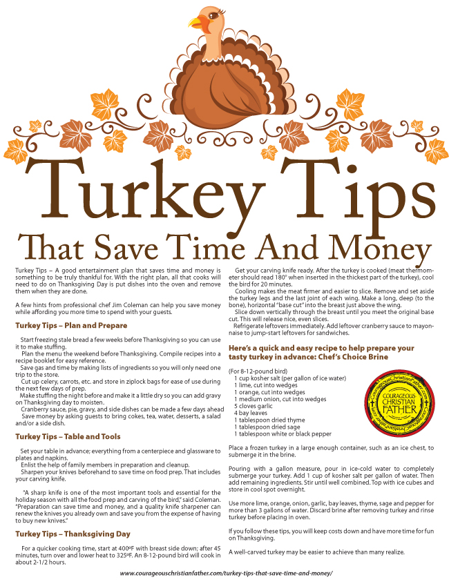 Turkey Tips Printable