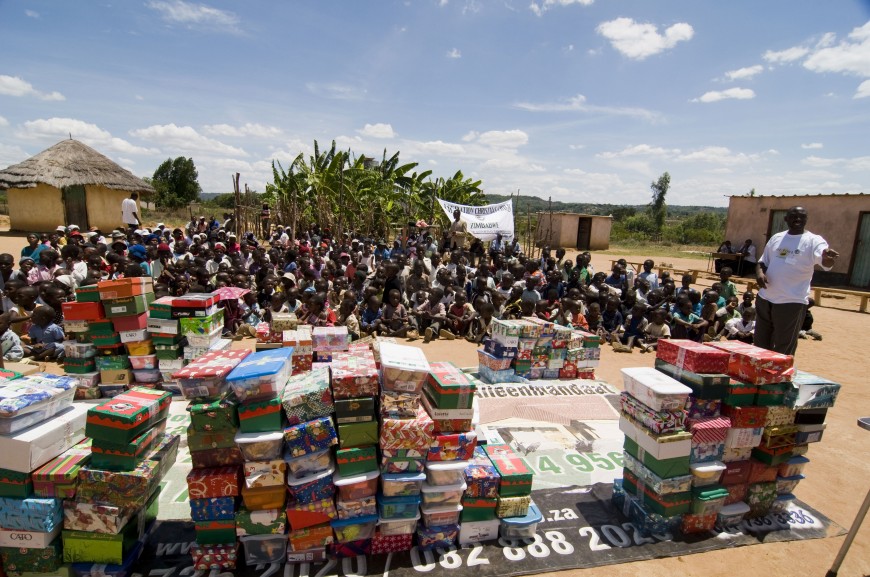 US Donors Collect School Supplies for Children Around the World - Since 1993, Operation Christmas Child has delivered shoebox gifts to more than 146 million children in more than 150 countries and territories. (photo: Zimbabwe)