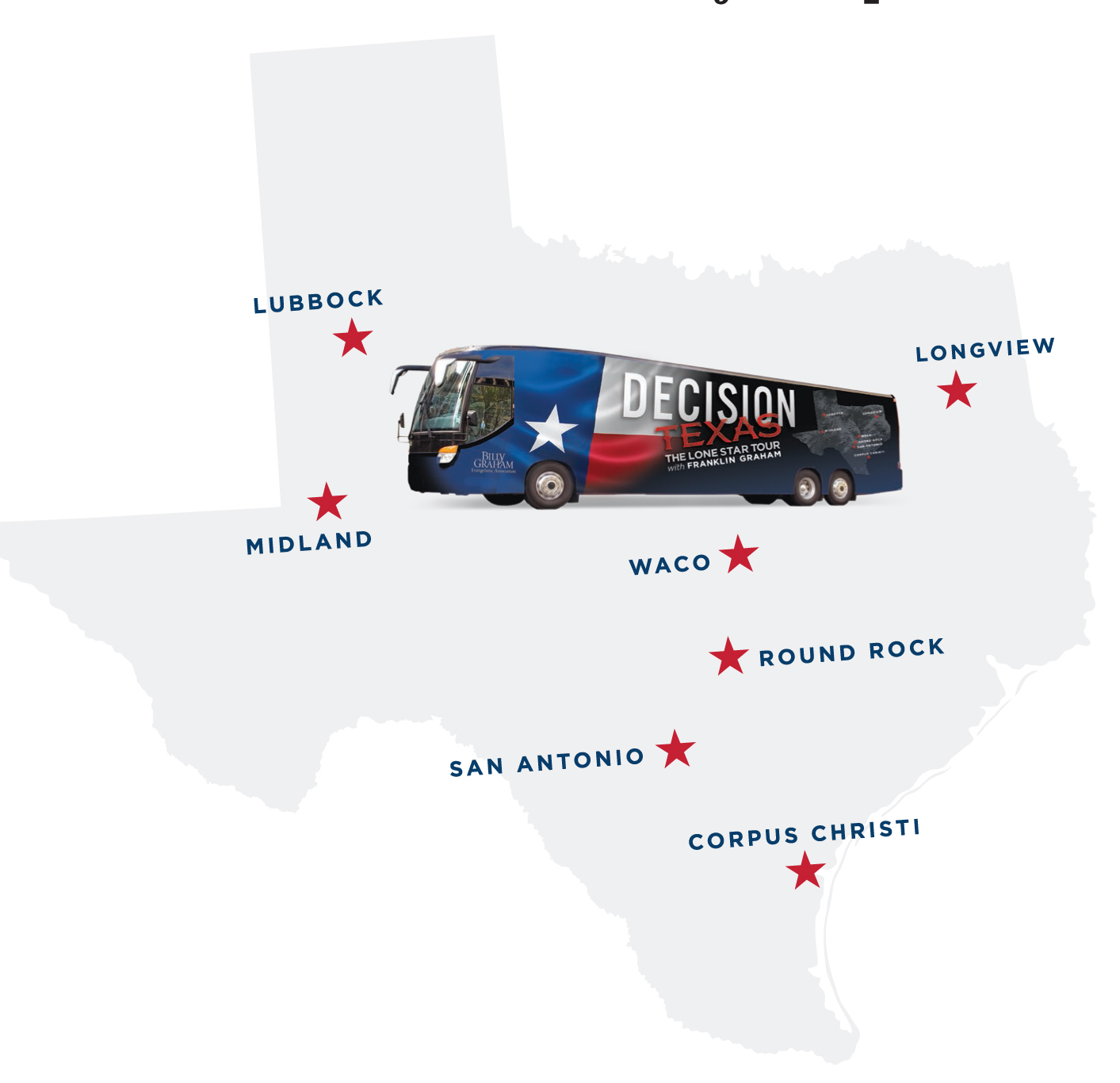 Decision Texas The Lone Star Tour Map and Bus #DecisionTexas #LoneStarTour