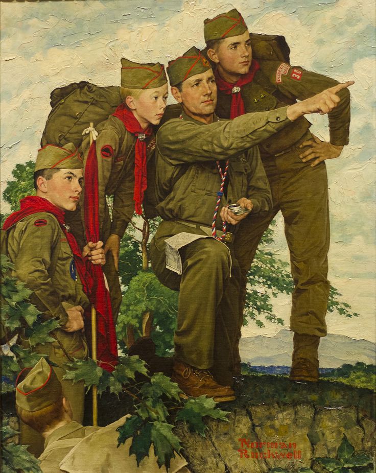 Girls in the Boy Scouts of America? Here is an old Boy Scouts of America artwork from Normal Rockwell