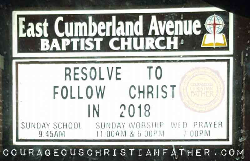 Resolve to Follow Christ Church sign from East Cumberland Avenue Baptist Church in Morristown, TN