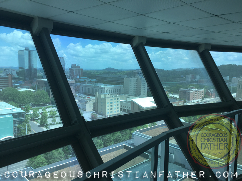 This is a view of Downtown Knoxville from the fourth level observation deck of the Sunsphere in Knoxville, TN. (1982 World's Fair site)