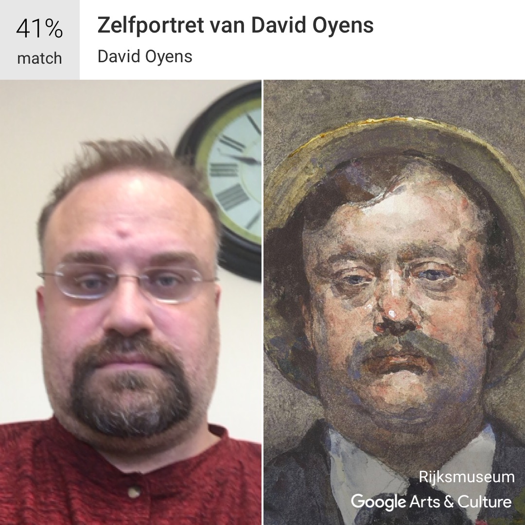 Zelfportret van David Oyens - Google Art and Culture App #MuseumDoppelganger #Doppelganger