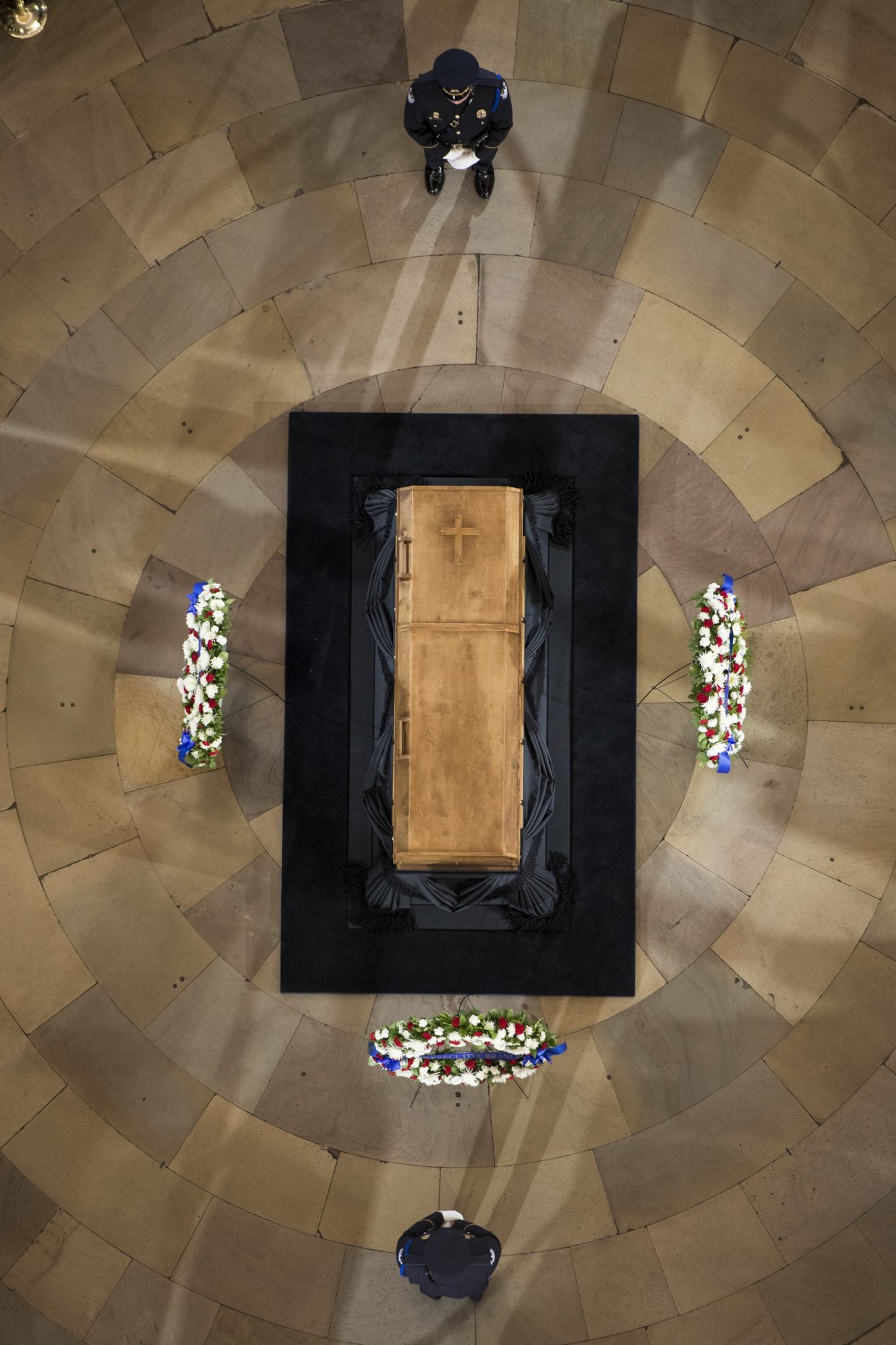 The body of Billy Graham lies in honor in the U.S. Capitol Rotunda. Graham is only the fourth private citizen—and the first religious leader—to be given this distinction.