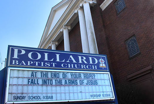 Pollard Baptist Church in Ashland, KY, will be closing its doors on May 1 after 126 years in the northeastern Kentucky community. At the end of your rope? Fall into the arms of Jesus. (Photo Credit: Kentucky Today/Mark Maynard)
