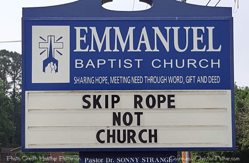 Skip Rope, Not Church - Church Sign - Skipping Rope can be fun, but not so much for skipping church.