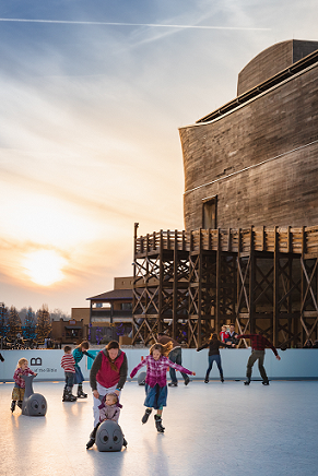 Guests ice skate on Glice Rink at The Ark Encounter.