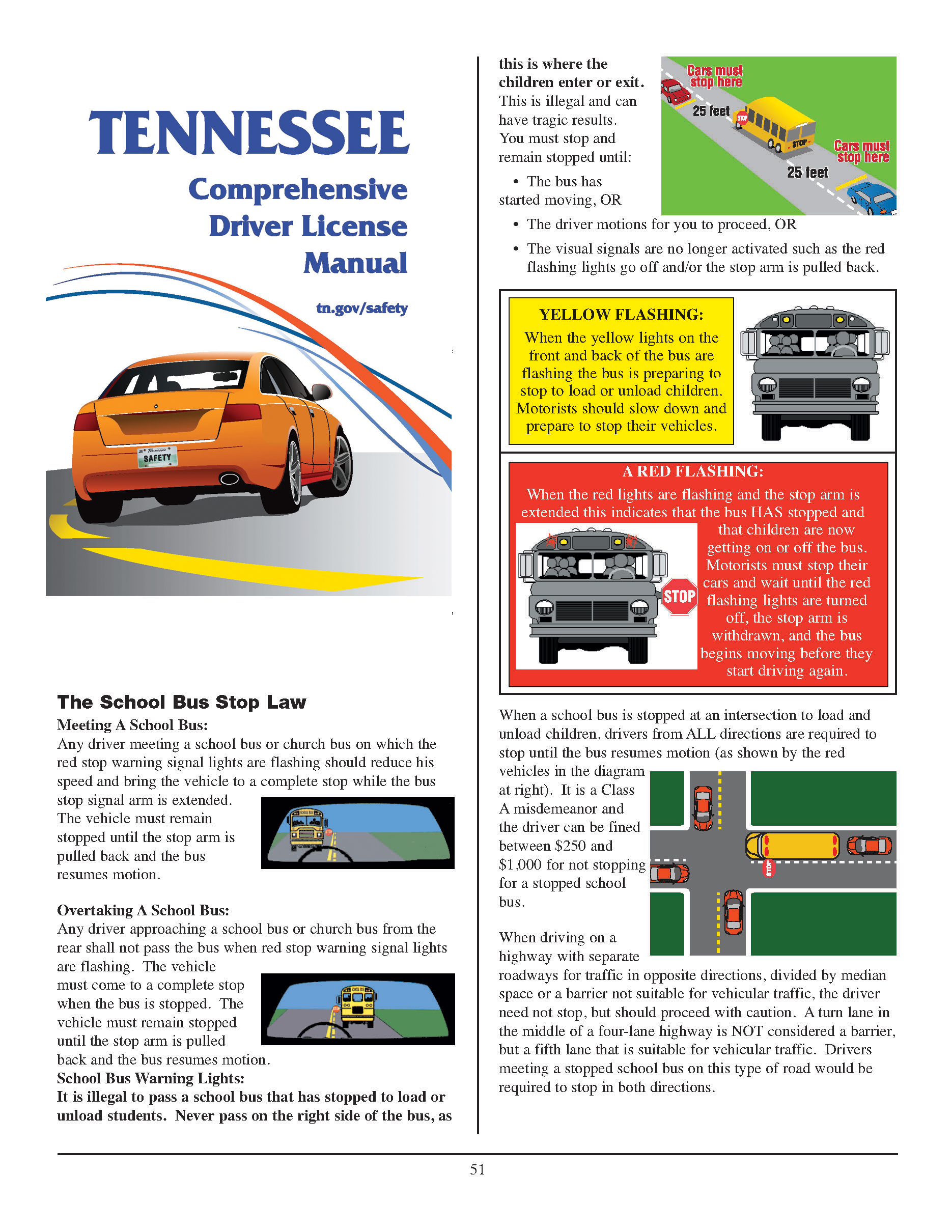 The Tennessee School Bus Stop Law - This is the law for a stopped school bus in the State of Tennessee and how to handle when you see that school bus stopped. #schoolbus
