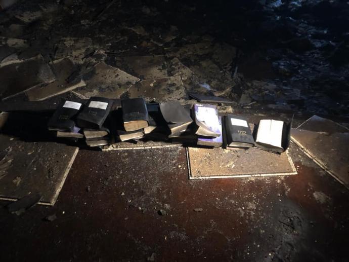 Fire does not touch any of the church’s Bibles - This now just happened in Grandview, WV at Freedom Ministries Church. The firefighting crew was stunned to see these Bibles survived due to how hot this devastating fire was.