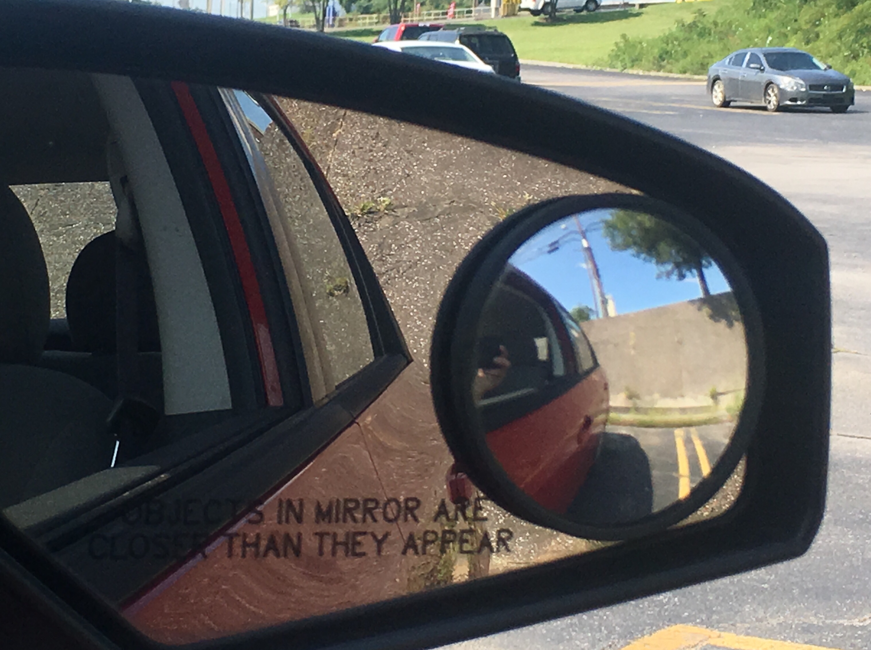 The disclaimer "Objects in mirror are closer than they appear" is featured on passenger-side mirrors of vehicles manufactured in the United States, Canada, India, Korea, and Australia. These mirrors are convex, which means they distort the size of objects viewed in the mirror, and as such, distorts the perception of how close or far away objects are from the driver's car. However, this distortion allows for the reflection of a wider field of view on the side of the vehicle to help eliminate blind spots. 