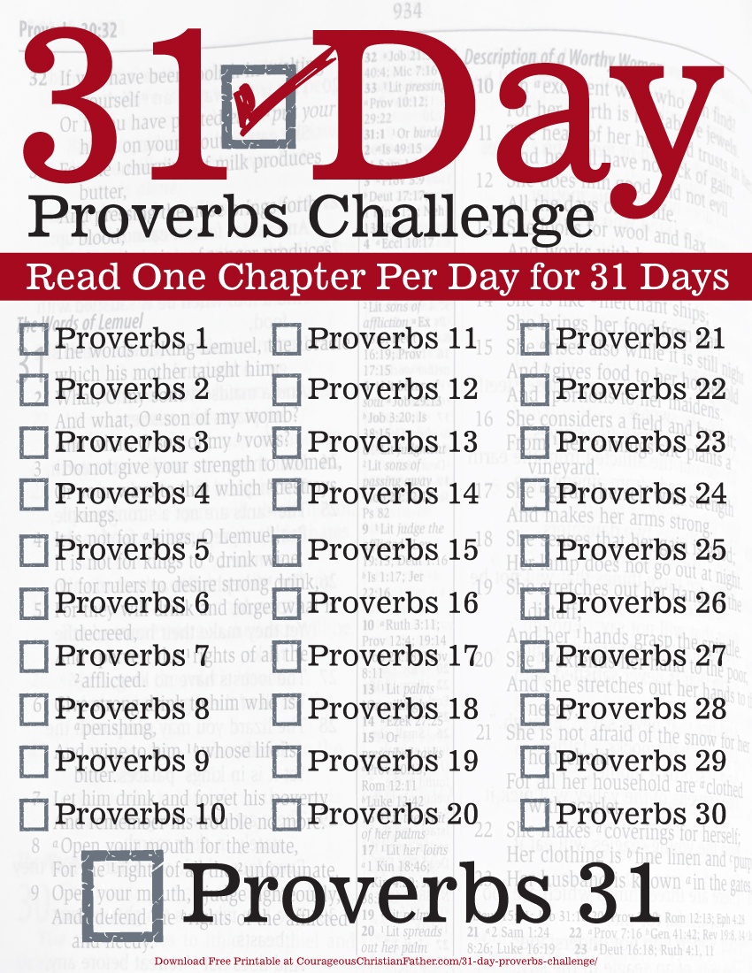 31 Day Proverbs Challenge Courageous Christian Father