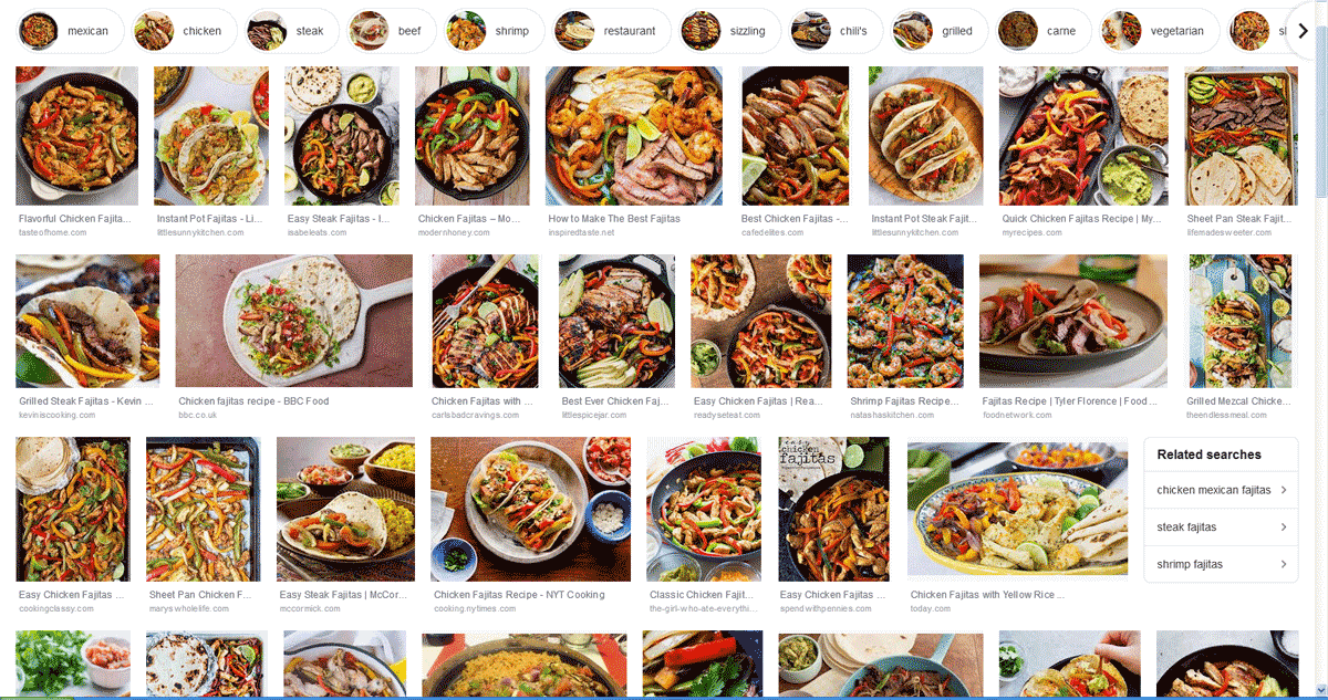Screen Shot - Google Images Search Fajitas - National Fajita Day - a Tex-Mex dish usually with grilled meat on a type of tortilla shell. This is a day for us to celebrate that yummy food item. #FajitaDay
