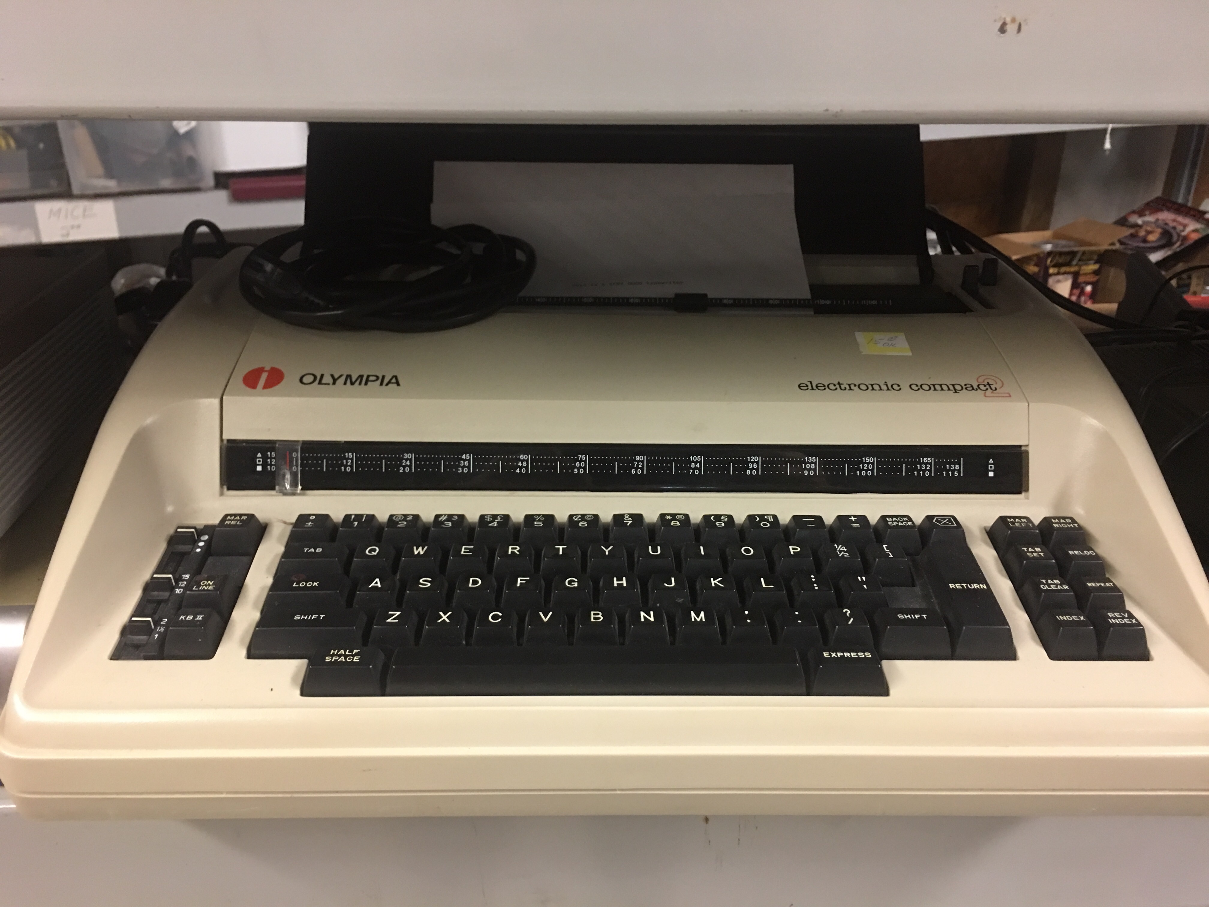 Update: I was at a thrift shop and found a similar kind of electric typewriter that I think could have been similar to the one I learned to type on in high school. 