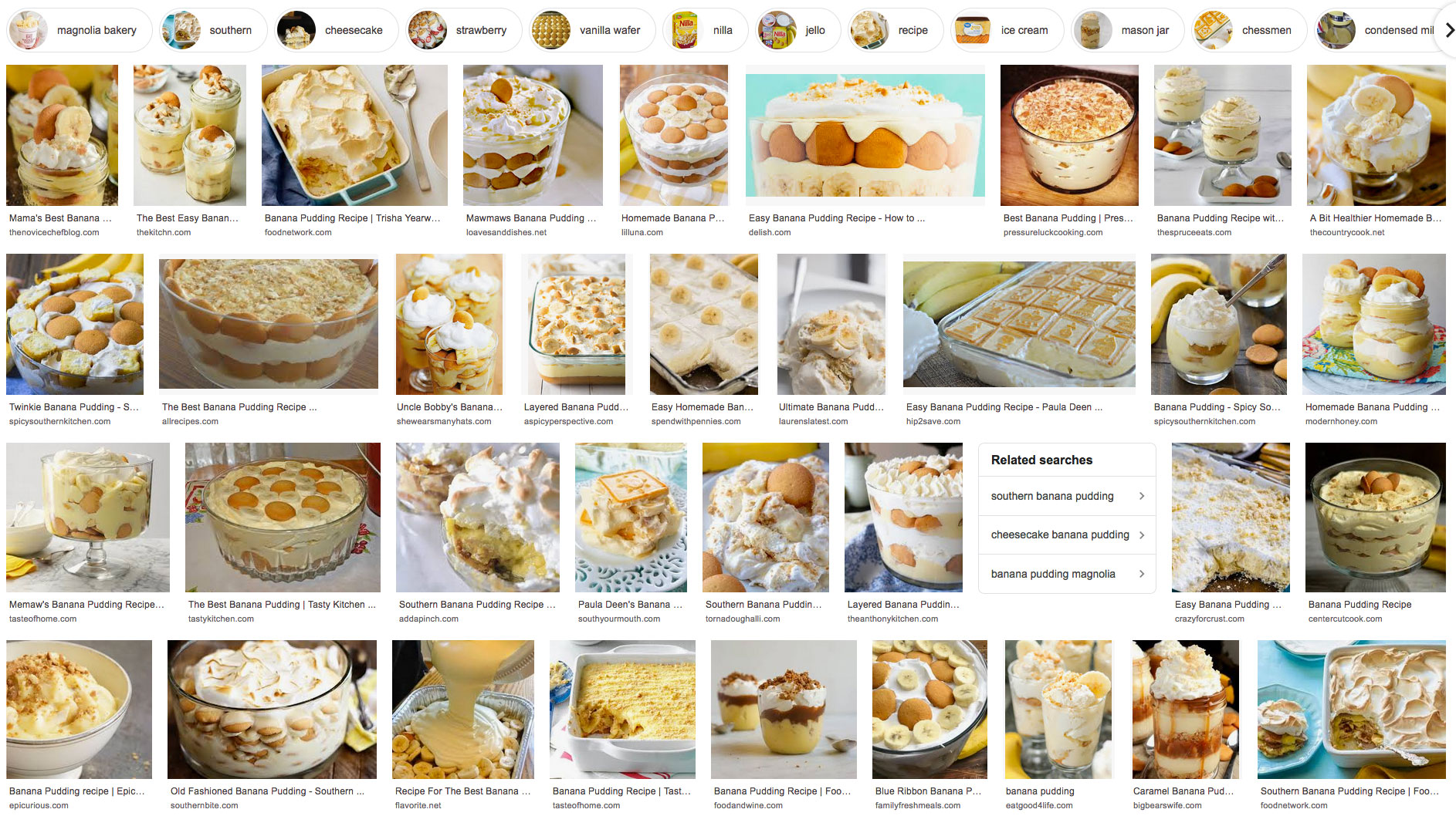 5 Essential Desserts - These are some of my favorite desserts.  (Banana Pudding Google Screenshot)