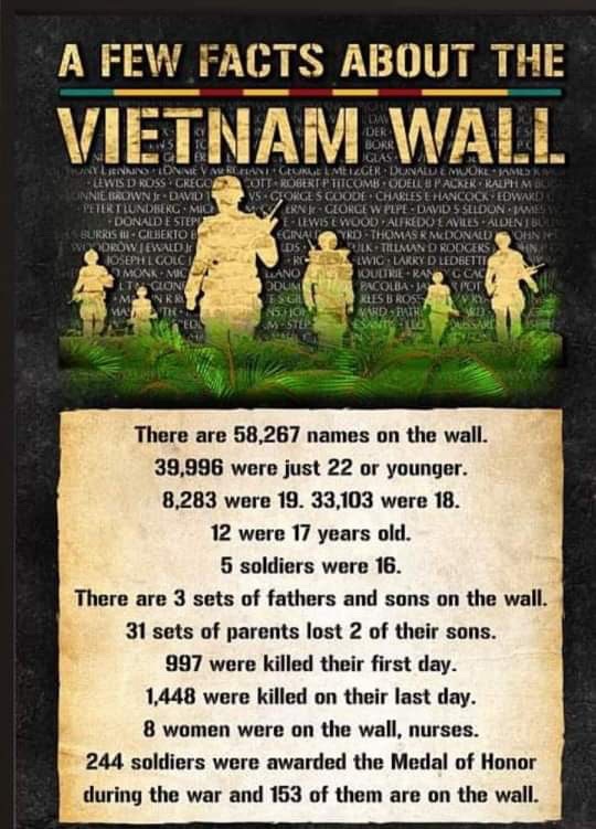 Facts about the Vietnam Wall - Here is another infographic I saw on Facebook and wanted to share with my readers. This one shares a few facts about the Vietnam Wall. #VietnamWall (WIth Updates on the blog post)