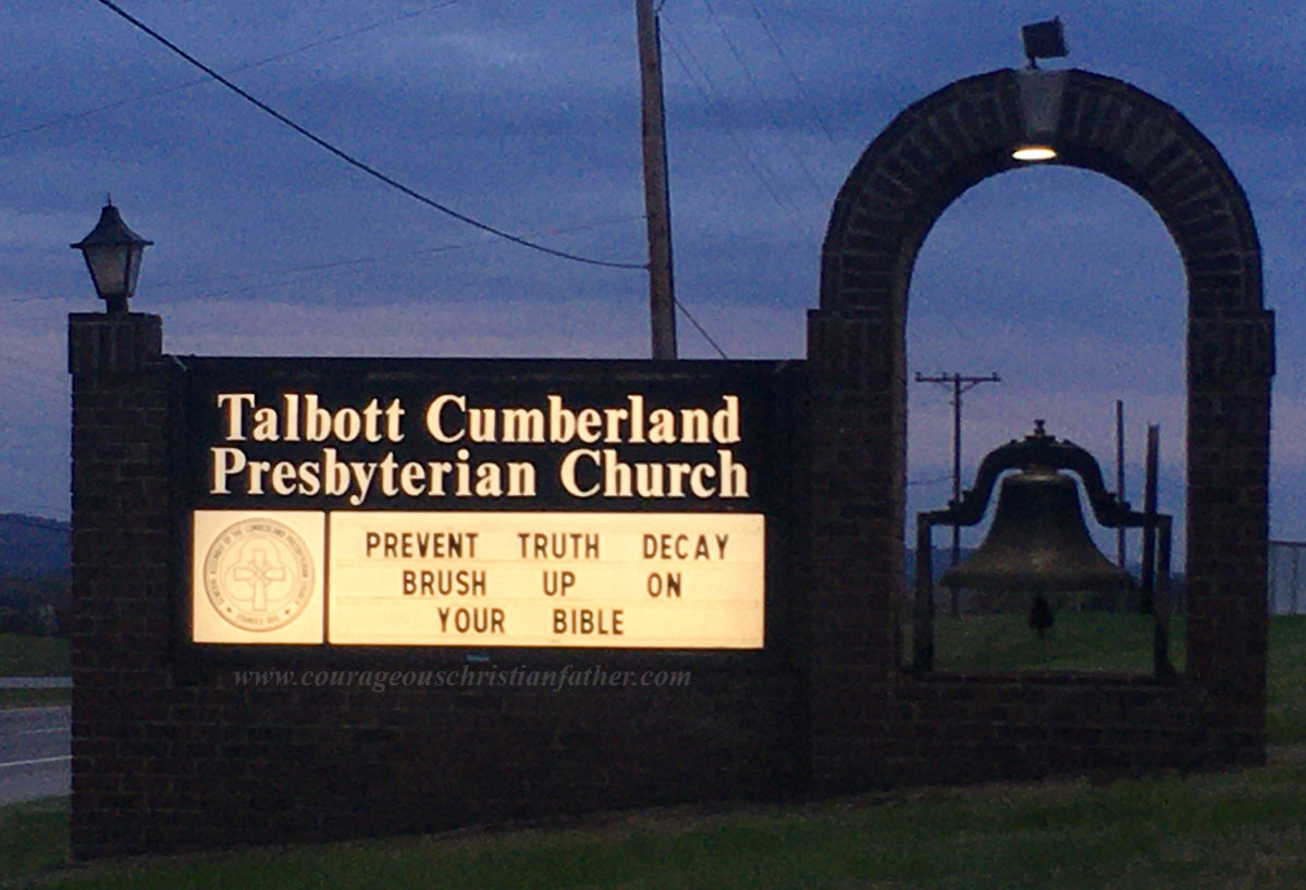 Prevent Truth Decay Brush Up On Your Bible - Talbott Cumberland Presbyterian Church - Church Sign