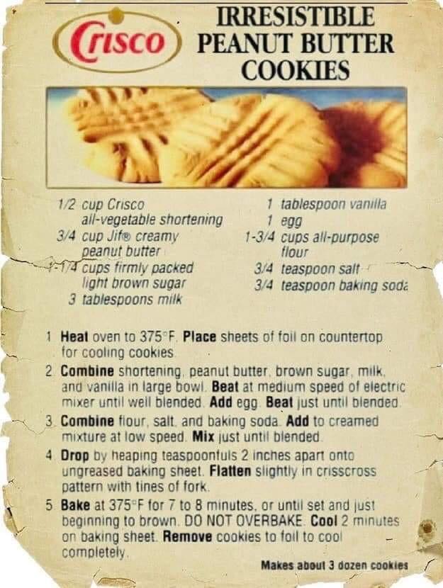 Irresistible Peanut Butter Cookies - An Old Recipe from Crisco. #PeanutButterCookies