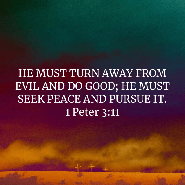 VOTD January 31 - “HE MUST TURN AWAY FROM EVIL AND DO GOOD; HE MUST SEEK PEACE AND PURSUE IT.” ‭‭1 Peter‬ ‭3:11‬ ‭NASB‬‬