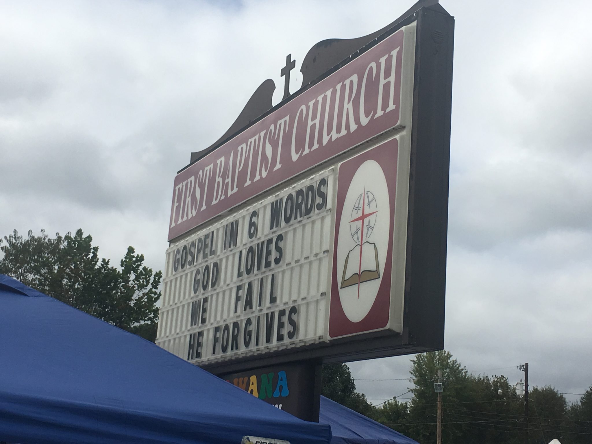 Gospel in 6 Words Church Sign - This church sign is from First Baptist Church of Barbourville, KY and shares what the gospel is in six words and is This Week's Church Sign Saturday.