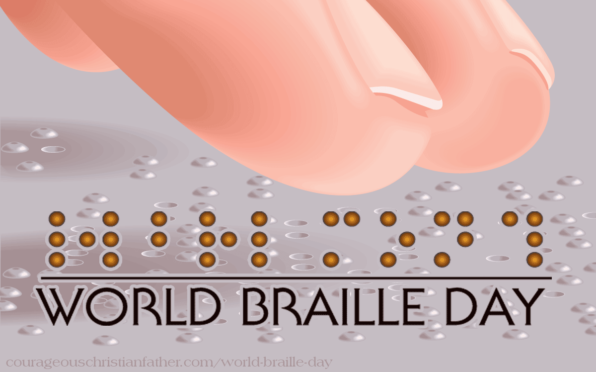 World Braille Day - A day to honor the way blind and visual impaired people can read. Braille uses a series of bump dots to use for letters and numbers, so that the blind and visual impaired can read. #BrailleDay