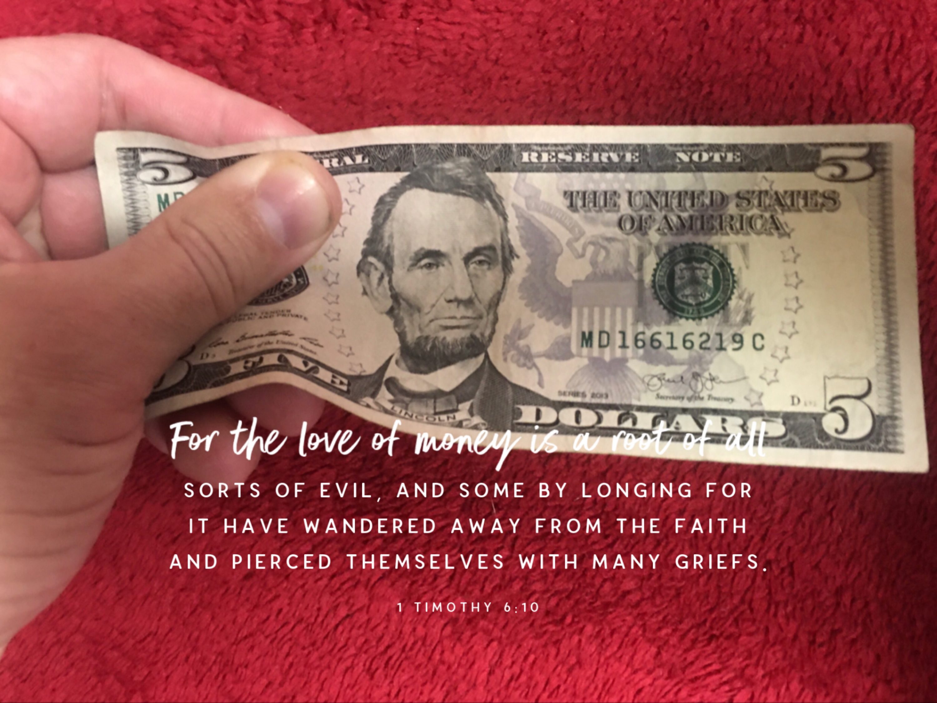 VOTD March 4 - “For the love of money is a root of all sorts of evil, and some by longing for it have wandered away from the faith and pierced themselves with many griefs.” ‭‭1 Timothy‬ ‭6:10‬ ‭NASB‬‬ #BibleLens