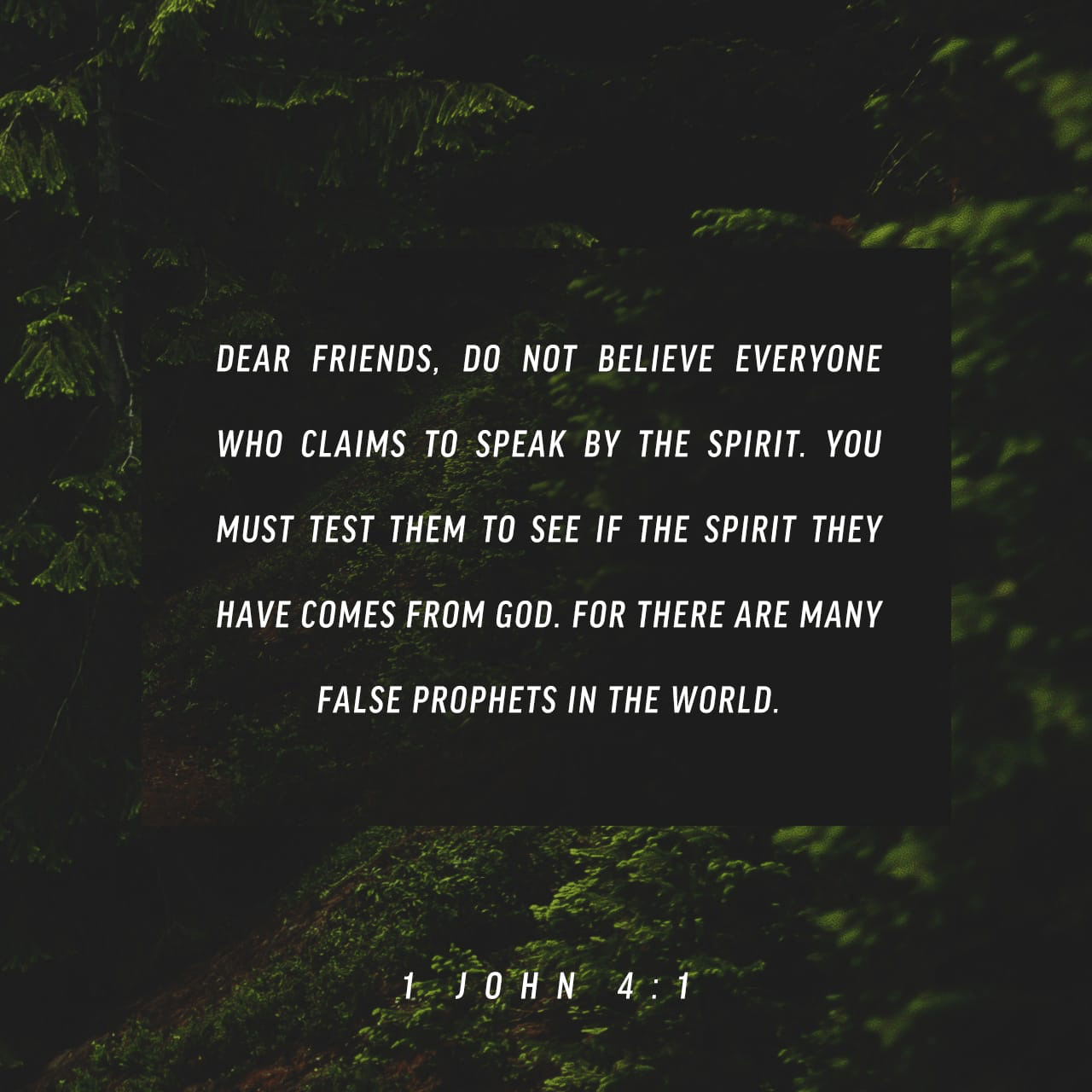 VOTD February 24 - “Beloved, do not believe every spirit, but test the spirits to see whether they are from God, because many false prophets have gone out into the world.” ‭‭1 John‬ ‭4:1‬ ‭NASB‬‬