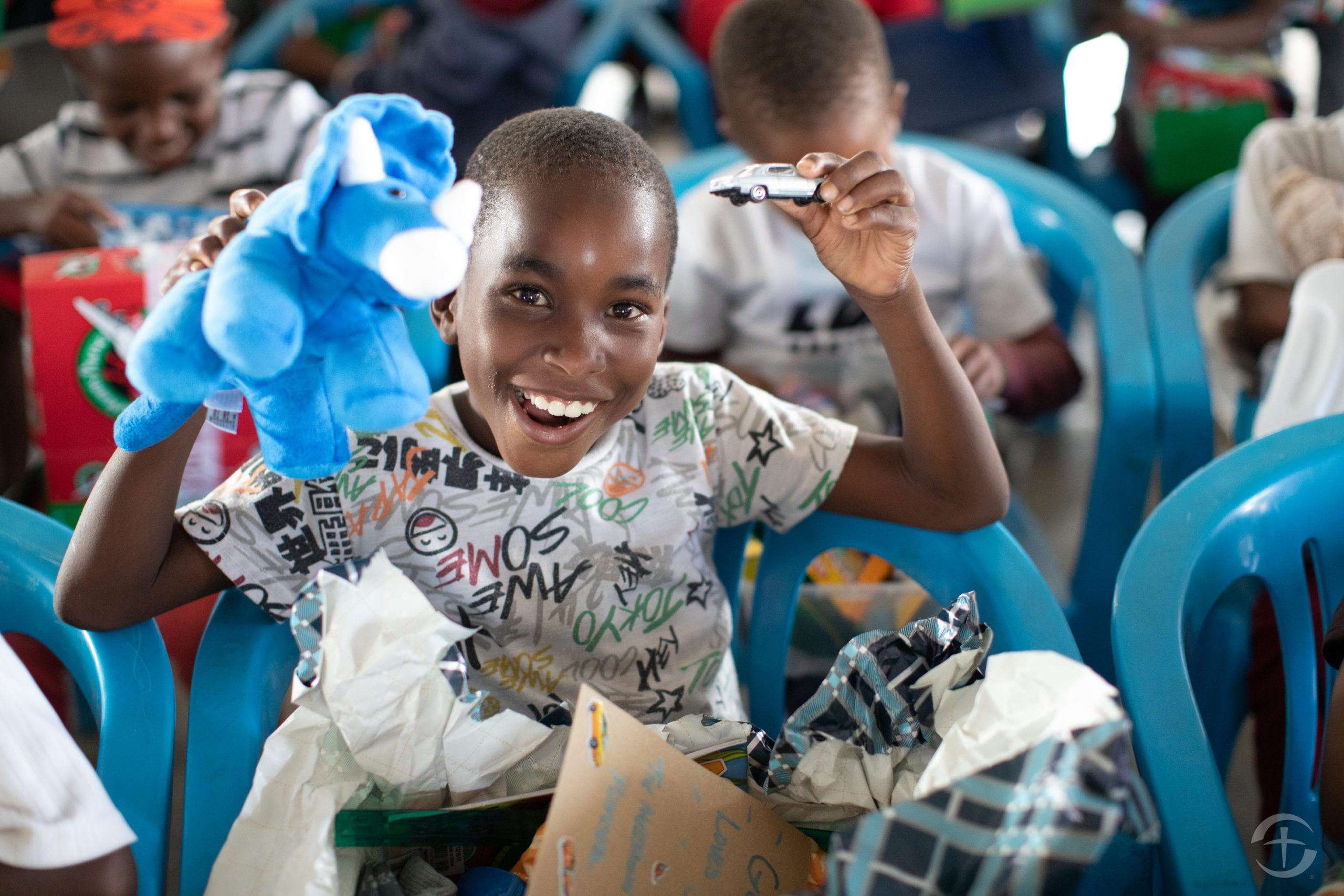 Samaritan's Purse Celebrates 10.5 Million Shoebox Gifts Collected for Children in Need - A stuffed animal and a toy car brought great joy to a boy in Botswana. | Samaritan’s Purse Photo