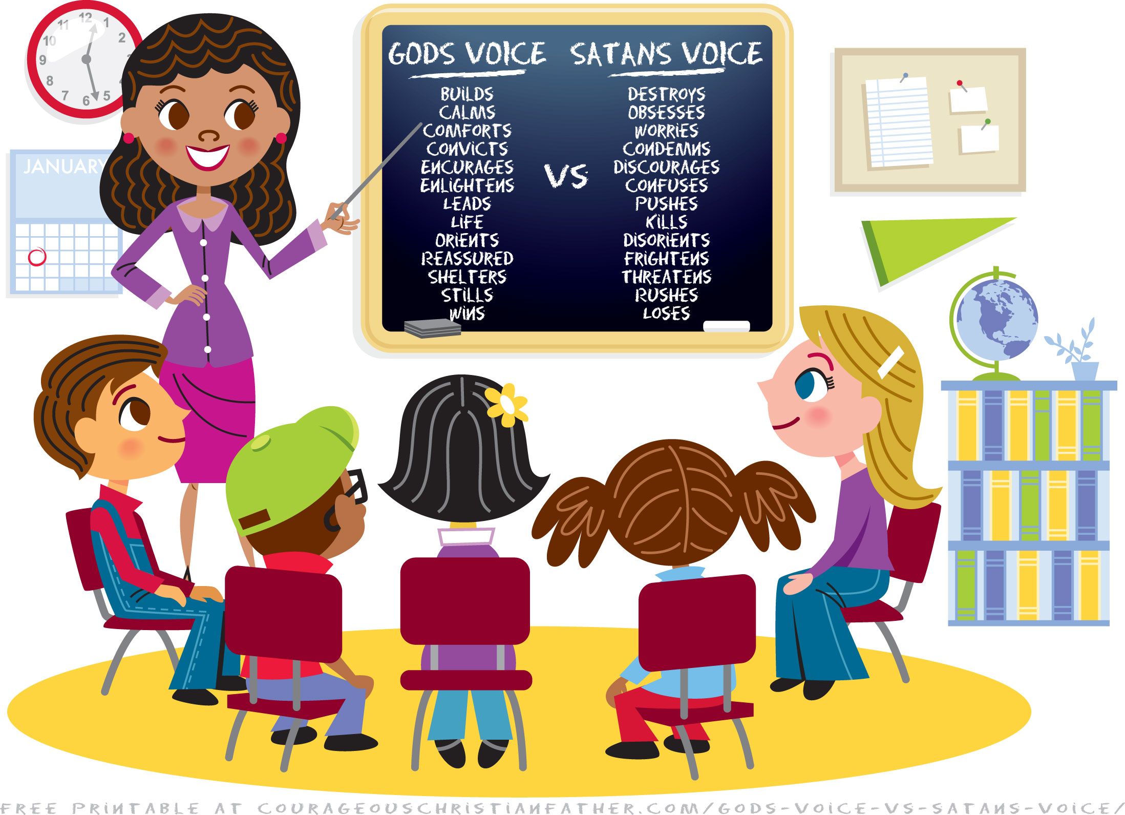 God's Voice vs Satan's Voice. See what God's voice will say and what what Satan's voice will say. Includes Free Printable Version! #GodsVoice #SatansVoice