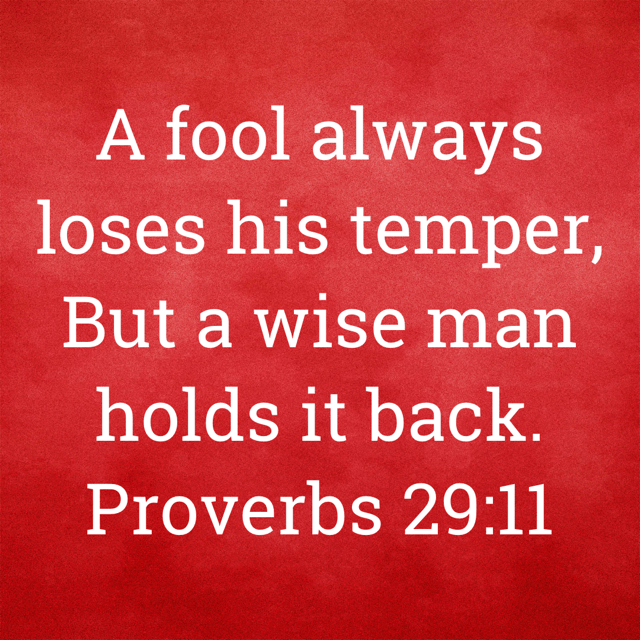 VOTD April 27 - “A fool always loses his temper, But a wise man holds it back.” ‭‭Proverbs‬ ‭29:11‬ ‭NASB‬‬
