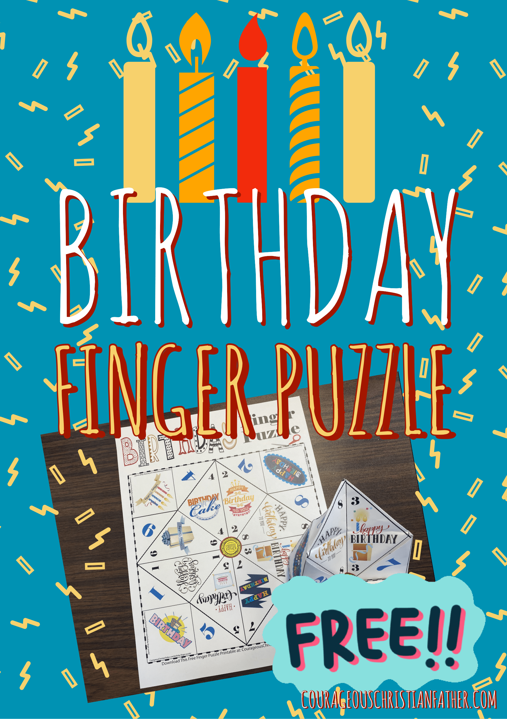 Birthday Finger Puzzle - a Free Finger Puzzle great for that birthday party. #BirthdayPrintable #Birthday #FingerPuzzle (Birthday Cootie Catcher)