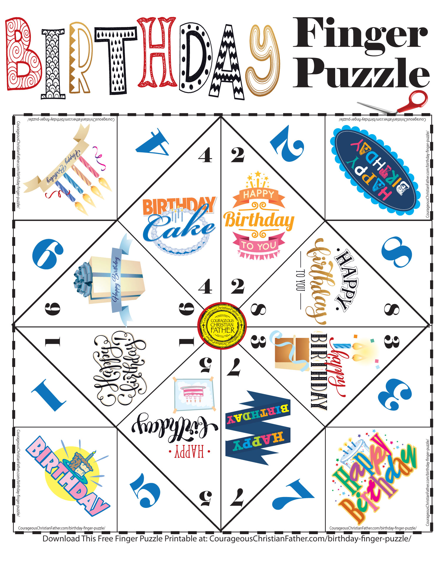 Birthday Finger Puzzle - a Free Finger Puzzle great for that birthday party. #BirthdayPrintable #Birthday #FingerPuzzle