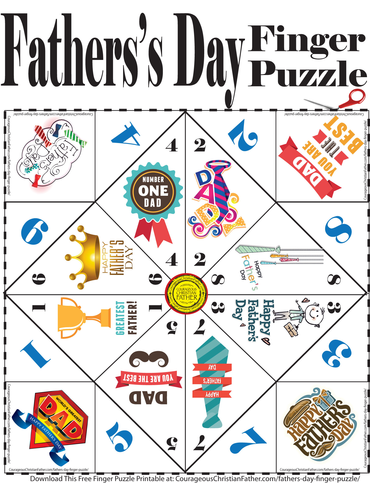 fathers day finger puzzle printable courageous christian father