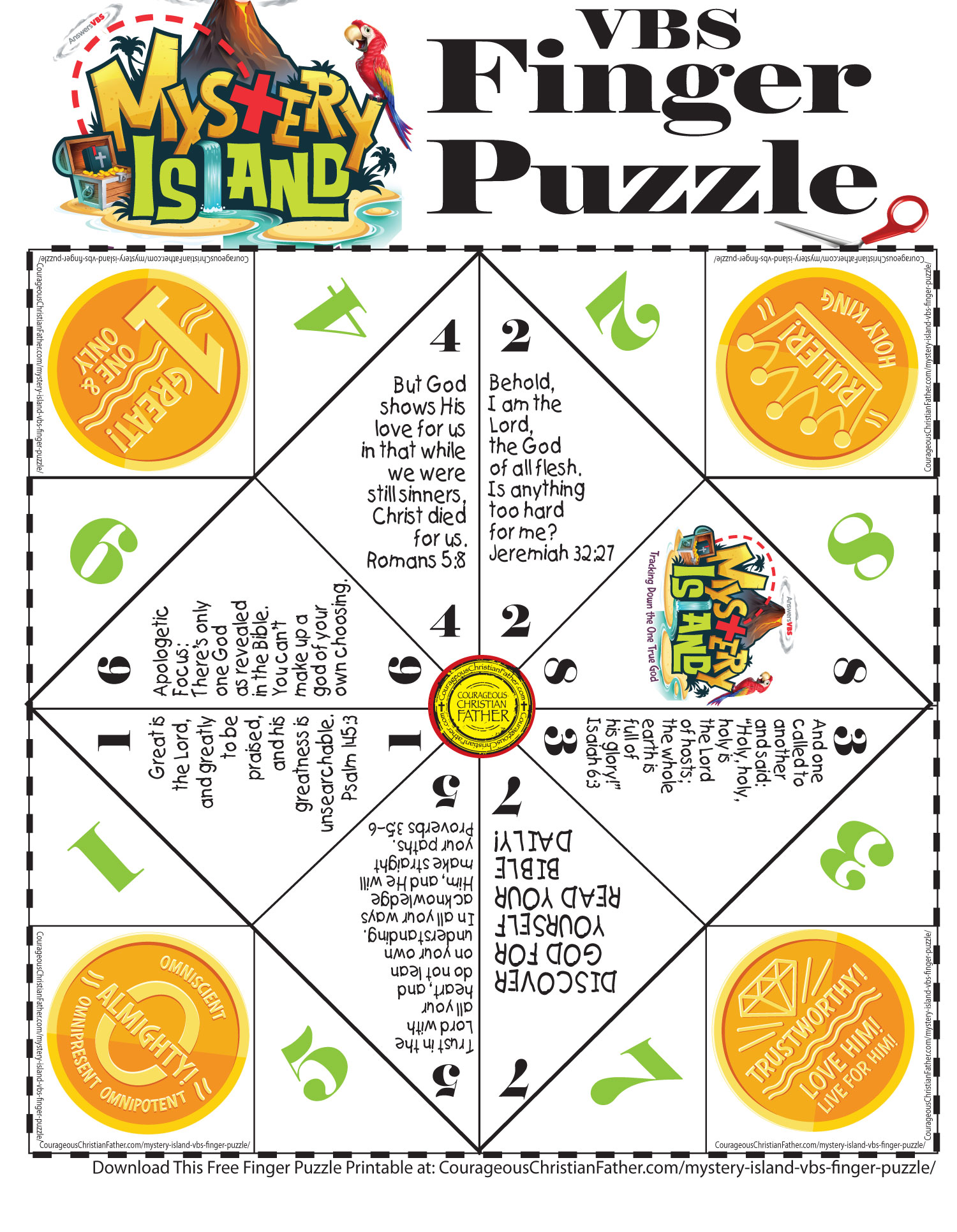 Mystery Island VBS Finger Puzzle - This FREE printable is for the Mystery Island Vacation Bible School theme from Answers in Genesis. #MysteryIsland #VBSPrintable 