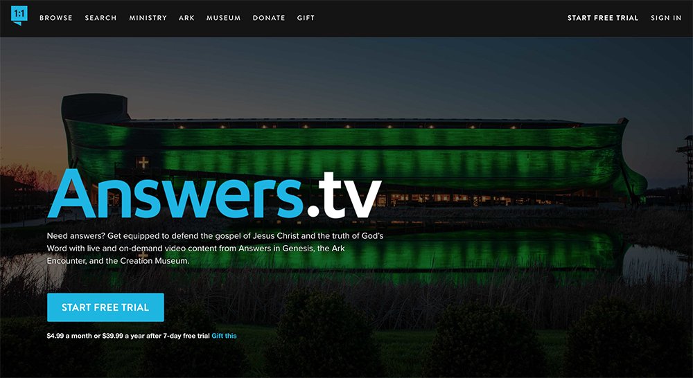 Screenshot of Answers.tv landing page - Answers.tv, available now, is a state-of-the-art video streaming platform that initially offers over 1,000 videos and live programming, available virtually anywhere in the world. #AnswersTV