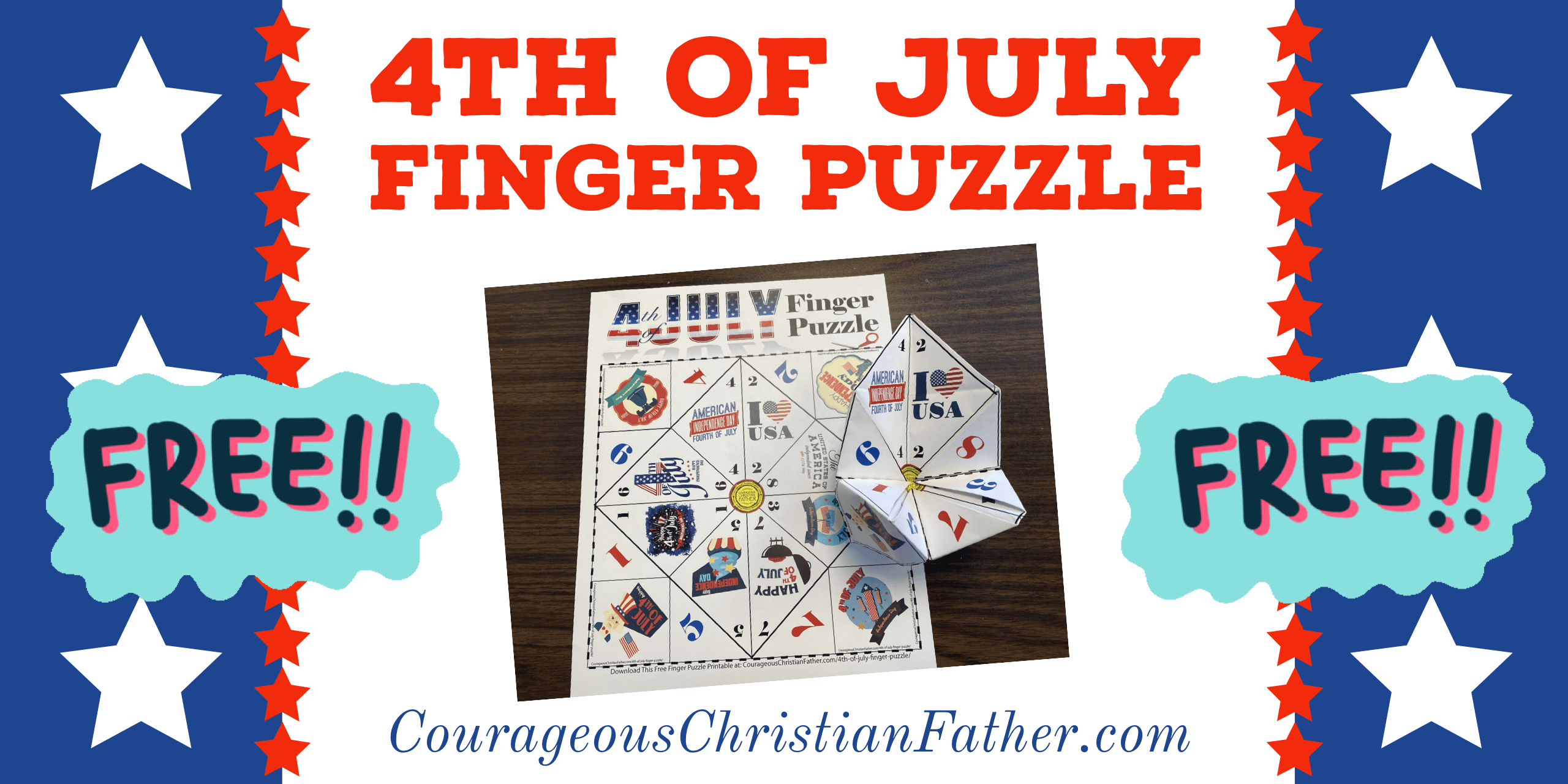 4th of July Finger Puzzle Printable - Here is a fun free finger puzzle printable for Independence Day (4th of July). #4thofJuly #IndependenceDay