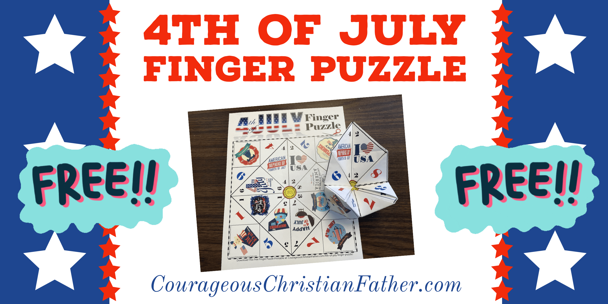 4th of July Finger Puzzle Printable