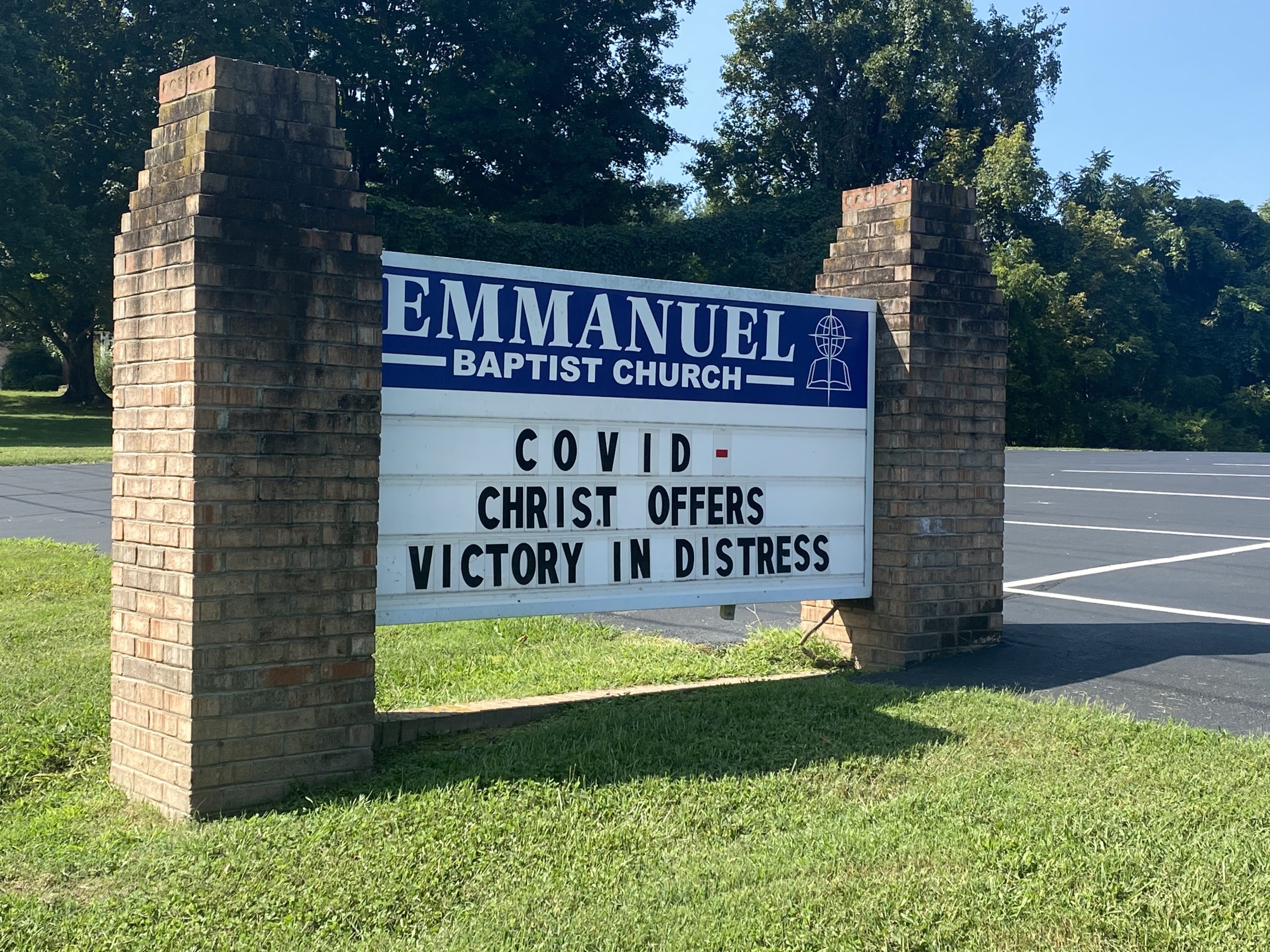 COVID Acronym Church Sign - This Morristown Church used their church sign to make an acronym for the COVID pandemic.  #COVID (Christ Offers Victory In Distress) Emmanuel Baptist Church Morristown