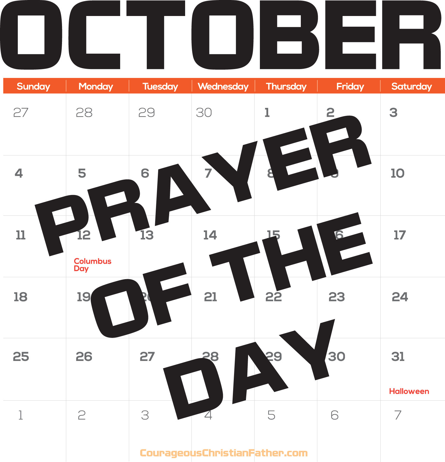 October Prayer of the Day - Today's prayer of the day is topical for our upcoming month, October. #October