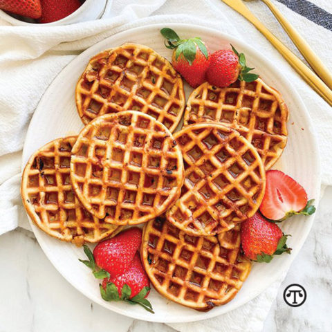 Naturally Boost Your Immunity Year-Round With Vitamin C-Rich Frozen Strawberries - Add a sweet bit of nutrition to your breakfast with California strawberry waffles. #Strawberries Plus a recipe for Strawberry Oat Waffles.