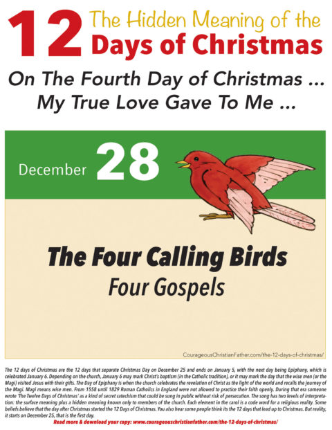 4th Day of Christmas Hidden Meaning Printable