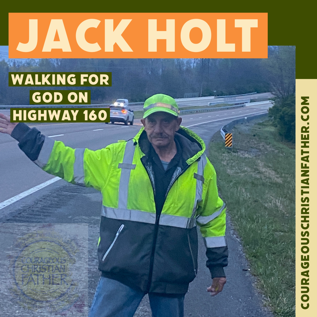 Jack Holt Walking for God on Highway 160 - For almost a year now, I have passed this man on Highway 160 in Hamblen County either walking up or down the highway on the same side. He’s always waving one hand or the other as traffic goes by.