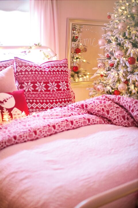 christmas, bed, bedroom