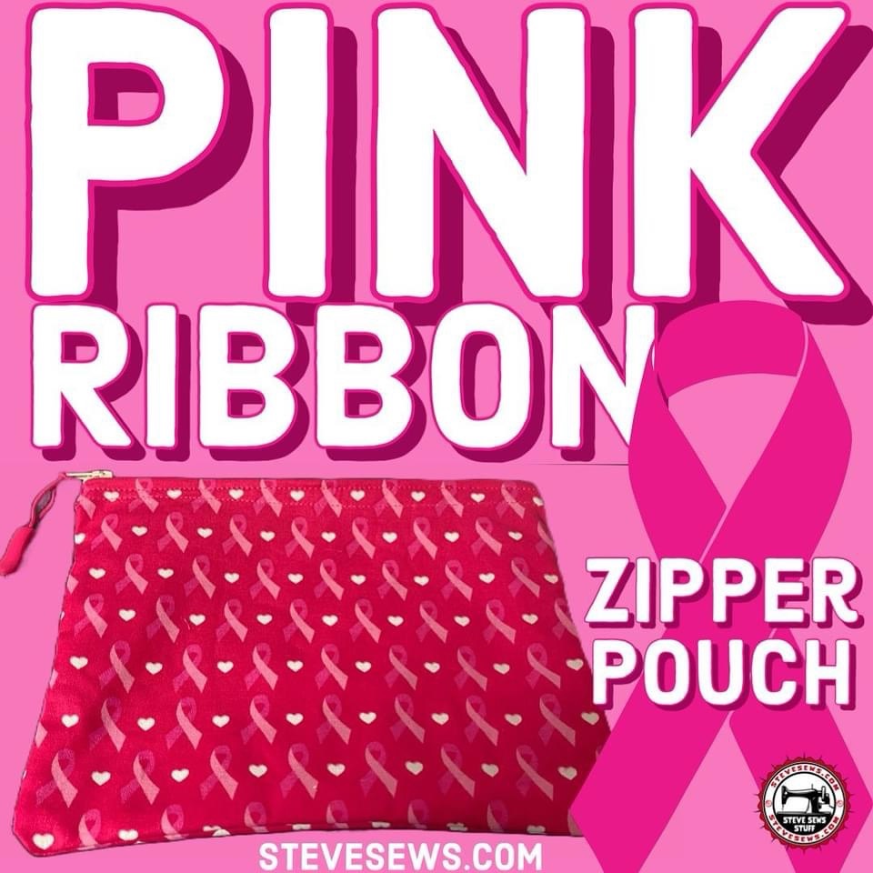 Pink Ribbon Zipper Pouch