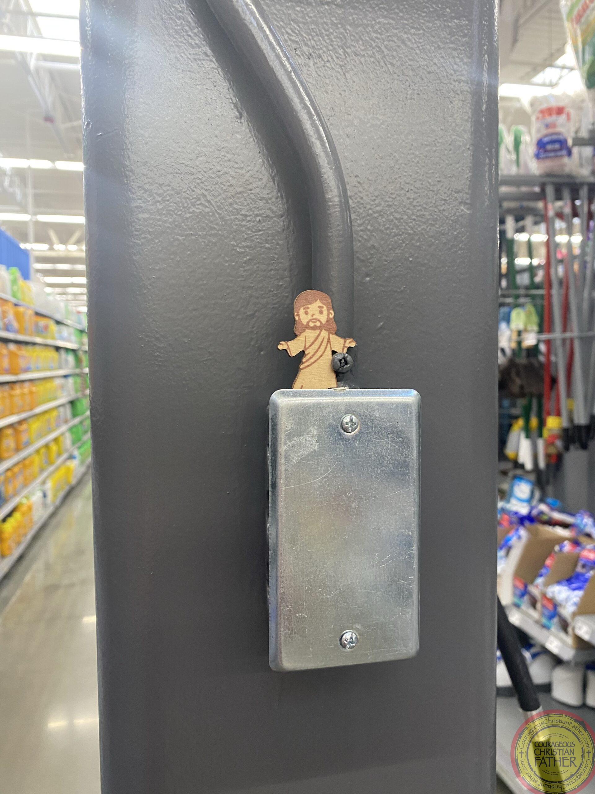 Another wooden Little Jesus hidden … He’s watching you in the isle of the retail stores too.​